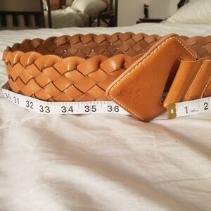 Handmade Vintage  Tan Braided Leather Belt